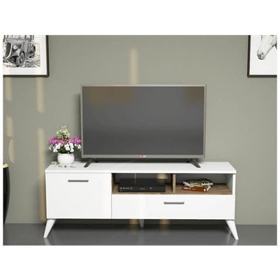 Mobile Porta Tv Cd Ripiani Supporto Sun Bianco Legno Scuro-casa Arredo Design - Per Soggiorno - Porta, Mensole, Ripiani, Supporto, Componibile
