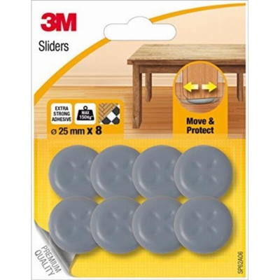 UU003708532 Pattini Protettivi Classici, Grigio, 25 mm, Set di 8 Pezzi - Scotch