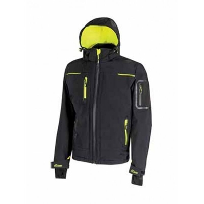 U-power - GIACCA PROFESSIONALE DA LAVORO SOFT SHELL BLACK CARBON YELLOW - MODELLO: SPACE Taglia XXXL