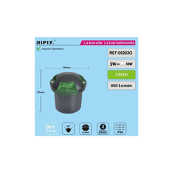 Faretto Led Tondo Calpestabile Carrabile 5W Verde Quadridirezionale - Aipiy - ASIA LED en oferta