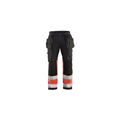 Blaklader 155818119955C50 High Vis - Pantaloni da lavoro elasticizzati, taglia C50, colore: Nero/Rosso