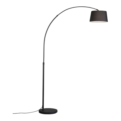 QAZQA Lampada da terra arco arc - Moderno - Tessuto,Acciaio - Nero - Tondo Max. 1 x Watt