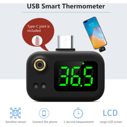 Asupermall - Hi8us K7 (HG05) Termometro intelligente USB Mini termometro portatile per cellulare con interfaccia Type-C en oferta
