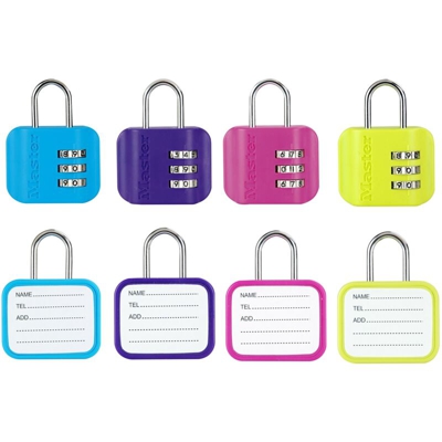 4670EURDCOL Lucchetto con combinazione ed etichetta porta-indirizzo, Colore casuale, 5.9 x 4.4 x 1.4 cm - Master Lock