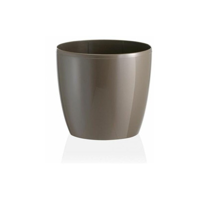 Vaso tondo Madeira Luxy Colour in resina colorati da esterno e giardino fiori piante -DIAM 18 x H 16.2 cm / Bruno - TERAPLAST