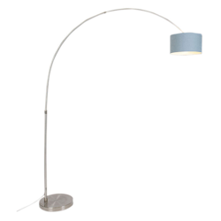 QAZQA Lampada da terra arco Satin - Moderno - Metallo,Tessuto - Acciaio/Blu - Alltri Max. 1 x Watt precio