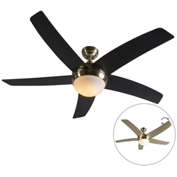 QAZQA Ventilatori da soffitto cool - Moderno - Vetro,Legno,Acciaio - Nero/Oro/Ottone - Tondo Max. 2 x Watt precio