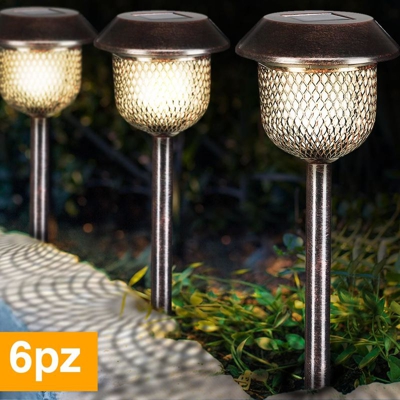 6 Lampade Esterno Giardino Picchetto Ricarica Solare Paletti luce 1 LED Metallo - BAKAJI