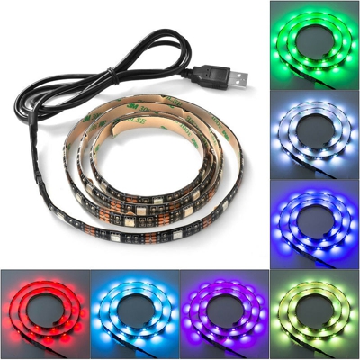 Striscia rgb 5050 smd led strip tv usb 1 2 5 mt ip65 interno esterno adesiva 5m lunghezza: 5 metri - DRIWEI