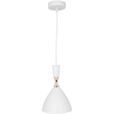 Lampada A Sospensione 'Lia' Acciaio 1xE27 Bianca Senza Lampadina [SKD-P127-W] (SKD-P127-W) - GREENICE