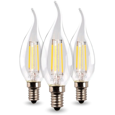 Arum Lighting - Set di 3 Lampadine Fiamma Led E14 4W Eq 40W Trasparenti | Température de Couleur: Bianco caldo 2700K