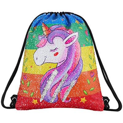 Segorts Mermaid Paillettes Zaino Borsa Paillettes Reversibili Glittering Coulisse Borsa Magia Unicorno Zaino Escursionismo Borsa a Tracolla Palestra p