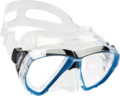 Cressi Big Eyes Mask, Maschera Subacquea con Vetri Temperati/Separati di Grande Affidabilità e Tradizione, Multicolore (Trasparente/Azzurro)