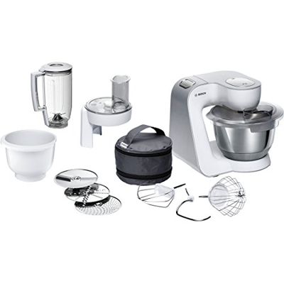 Bosch Elettrodomestici MUM58234 Macchina da Cucina, 1000 W, 3.9 Litri, Acciaio Inox e Plastic, 7 velocità, Bianco