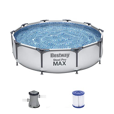 Bestway Steel PRO Max Piscina con Telaio in Acciaio, Grigio