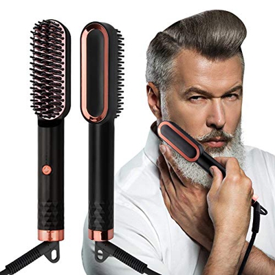 Pettine Barba Uomo Spazzola Lisciante Automatica per Capelli,2 in 1, Pettinatore Elettrico Multifunzione per Styling, Temperatura Regolabile, Portatil