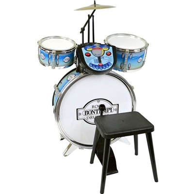 Batteria Musicale Giocattolo Bambini 3 Tamburi con Patner Elettronico Sgabello - BONTEMPI