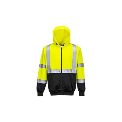 Portwest - Felpa con cappuccio bicolore ad alta visibilità | XXL - YeBk - NEUTRO (SENZA PERSONALIZZAZIONE)