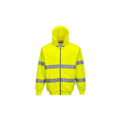 Felpa con cappuccio e zip alta visibilità | Small - Yellow - NEUTRO (SENZA PERSONALIZZAZIONE) - PORTWEST