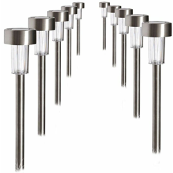 Set di 10 luci solari LED spina luce luci IP44 in acciaio inox lampada 504.037 - HARMS precio