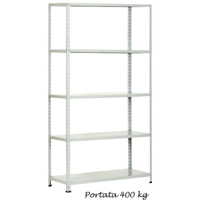 Bricoshop24 - Kit Scaffali 5 Ripiani 120 in Metallo per Garage Scaffalatura Mensole Montanti