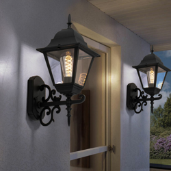 Etc-shop - Facciate esterne lampade da parete Alu lanterne luci del giardino in stile country nere precio