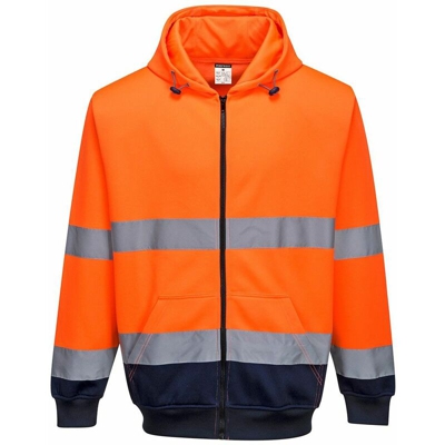 Portwest - Felpa con cappuccio e zip frontale bicolore | NEUTRO (SENZA PERSONALIZZAZIONE) - XXXL - ArancioneNavy