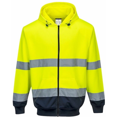 Portwest - Felpa con cappuccio e zip frontale bicolore | S - NEUTRO (SENZA PERSONALIZZAZIONE) - GialloNavy