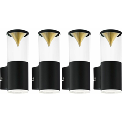 Etc-shop - Set di 4 applique da parete a LED per esterni UP down down Balcony Terrace Faretti Black Gold en oferta