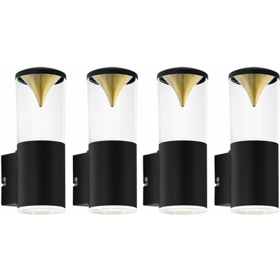 Etc-shop - Set di 4 applique da parete a LED per esterni UP down down Balcony Terrace Faretti Black Gold