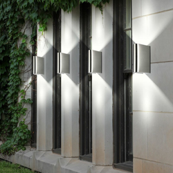 Etc-shop - Set di 4 illuminazione esterna a LED applique frusta in acciaio inox illuminazione UP DOWN en oferta