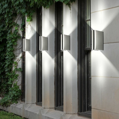 Etc-shop - Set di 4 illuminazione esterna a LED applique frusta in acciaio inox illuminazione UP DOWN