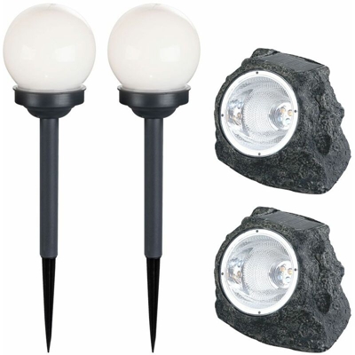 Etc-shop - Set di 4 lampade solari a LED Spie a sfera Luci Garden Path Pietra Design Deco Faretti Patio