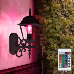 Etc-shop - Facciate Wandlaterne nero in stile country alluminio vetro luce esterna Set incl. RGB lampade a LED precio