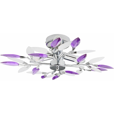Etc-shop - Plafoniera a LED da 9 watt soggiorno sala da pranzo lampada design foglie viola cromate