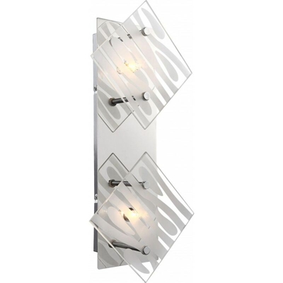 Applique cromo faretto lampada vetro linee decoro illuminazione soggiorno bianca Globo 48694-2