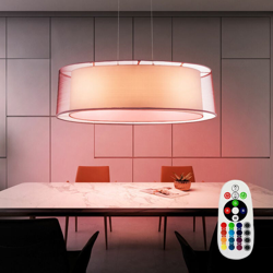 Etc-shop - Lampada a sospensione Camera tessuto ciondolo plafoniera grigio faretti Set incl. RGB lampade a LED en oferta
