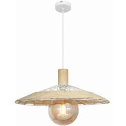 Globo - Lampada a sospensione a soffitto luce a pendolo in metallo bianco aste in legno illuminazione naturale precio