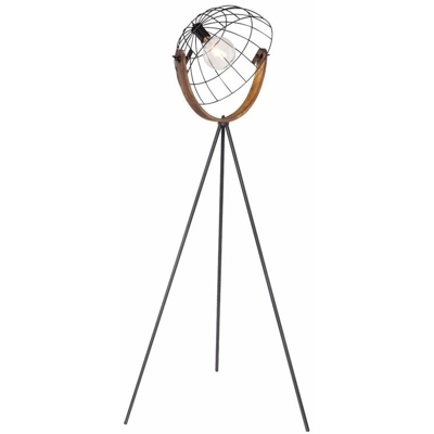 Etc-shop - Lampada da terra vintage soggiorno sala da pranzo faretto in legno gabbia design stand luce nera