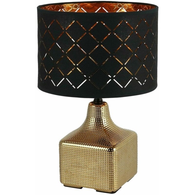 Globo - Lampada da tavolo ceramica tonda color oro lampada lettura nera soggiorno illuminazione 21612