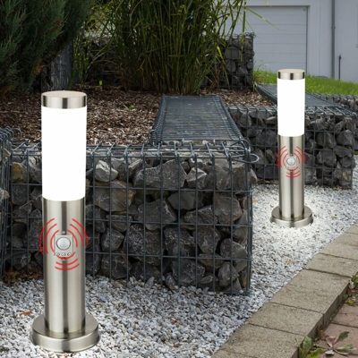 Etc-shop - Set di 2 lampade da esterno illuminazione da giardino IP44 rilevatore di movimento in acciaio inox moderno