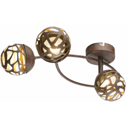 Globo - Plafoniera a LED retrò decorativo palla punzonatura faretto color ruggine soggiorno lampada 56802-3 en oferta