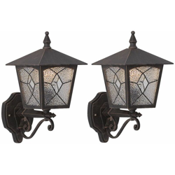 Etc-shop - Set di 2 parete Lampade in alluminio luci all'aperto d'epoca facciate di illuminazione di design rostfärbig en oferta