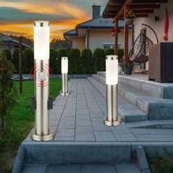 Etc-shop - Set di 3 all'aperto piano lampade da giardino ha condotto i riflettori luci sensore di movimento in acciaio características