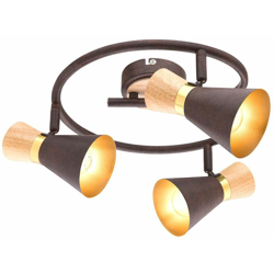 Globo - Rondell plafoniera faretto lampada orientabile illuminazione oro legno metallo ruggine 54.808-3 en oferta