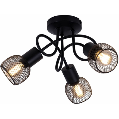 Etc-shop - Plafoniera sfera rotonda soggiorno gabbia lampada filamento nero opaco curvo in un set di lampadine a LED