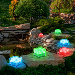 Etc-shop - Set di 6 LED RGB solare luci cambiano colore cubetti di ghiaccio in vetro ghiacciato illuminazione esterna precio