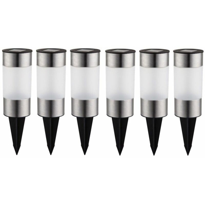 Etc-shop - Set di acciaio inossidabile 6 luci solari del LED giardino esterno luci a spina illuminazione del percorso