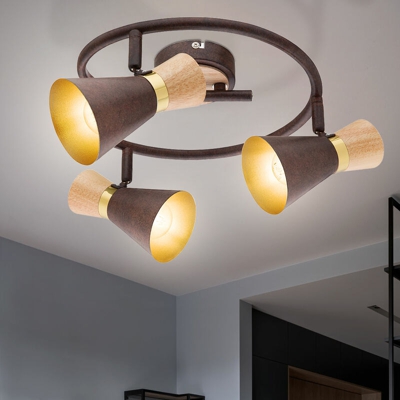 Etc-shop - Rondell plafoniera riflettore lampada orientabile legno metallo ruggine oro nel set, comprese le lampade LED