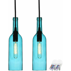 Etc-shop - Set di 2 appesa soffitto lampade alloggiamento remoto bottiglie dimmer in serie incl. RGB lampade LED precio